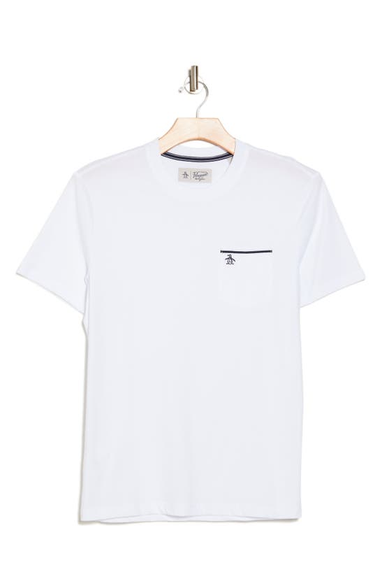 Original Penguin Earl Tipped Pocket T-shirt In Bright White