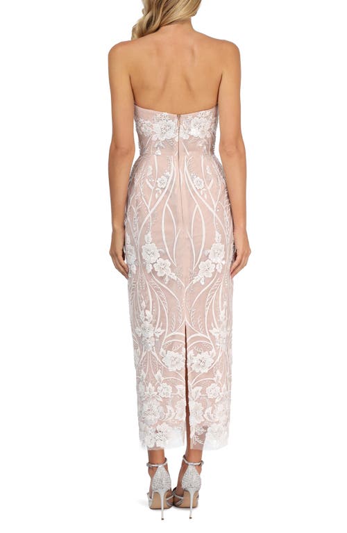 Shop Helsi Catherine Sequin Floral Strapless Gown In Off White/beige