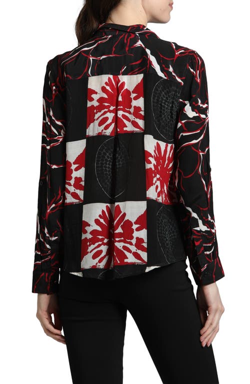 Shop Apny Printed Button-up Shirt In Red Multi