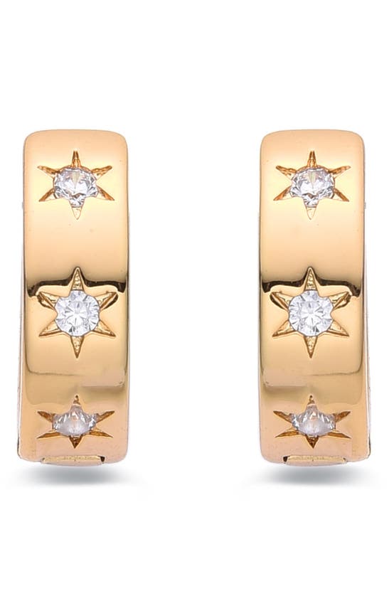 Eye Candy Los Angeles Star Cz Huggie Hoop Earrings In Gold