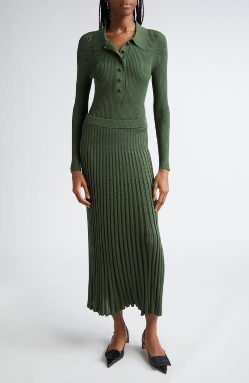 Shop Zimmermann Rib Midi Sweater Skirt In Forest