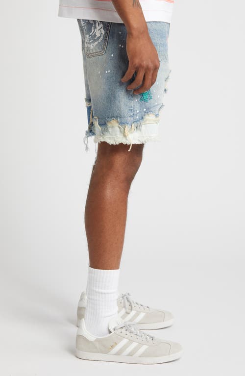 Billionaire Boys Club Horizon Distressed Denim Shorts In Blue Glow