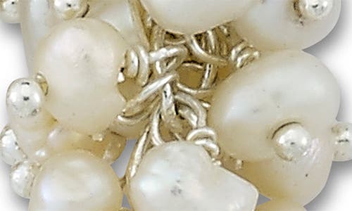 Samuel B. Sterling Silver Pearl Cluster Drop Huggie Hoop Earrings In Silver/pearl
