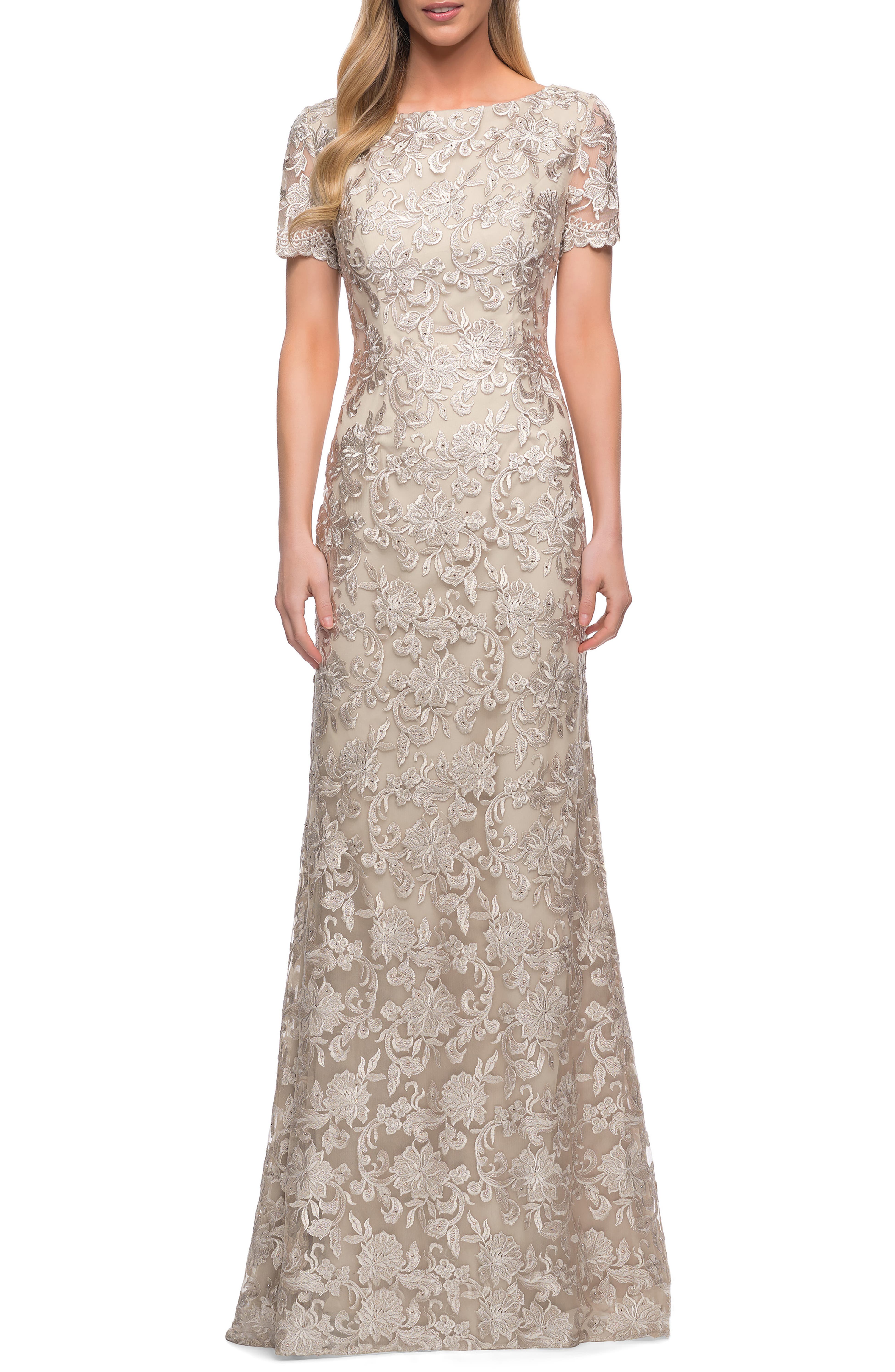 Lace Short Sleeve Sheath Gown, a mother of the bride dress