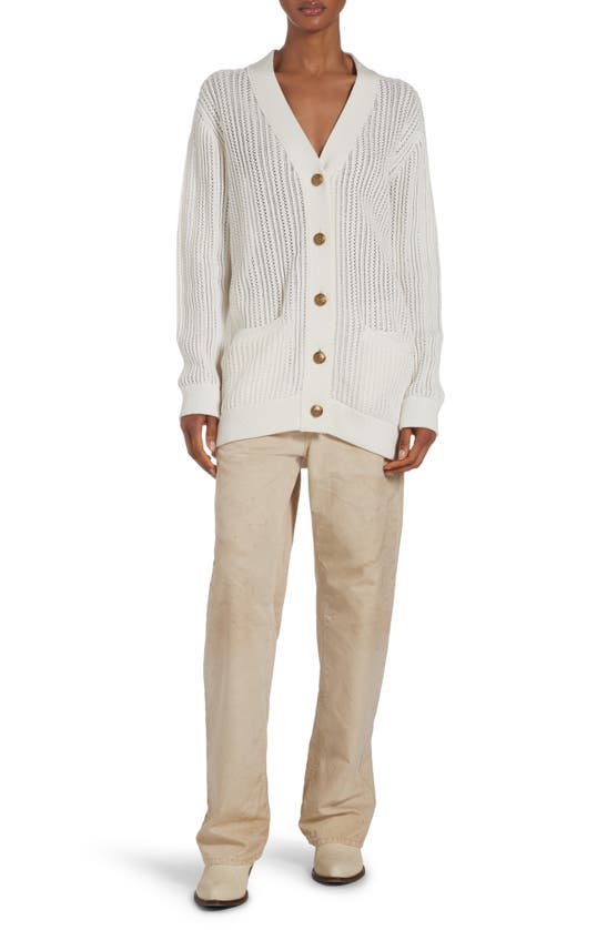 Golden Goose Openwork Cotton Cardigan In Antique White