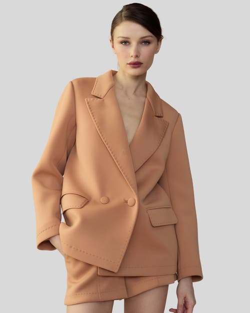 Shop Cynthia Rowley Bonded Pick Stitch Jacket In Camel