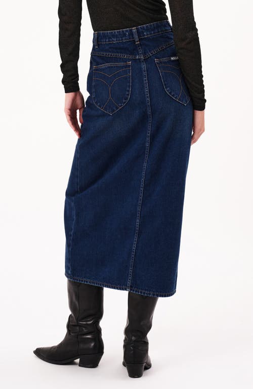 Shop Rolla's Sailor Button Front Denim Midi Skirt In Dark Vintage Indigo