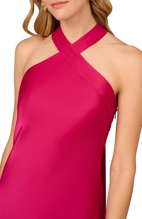 Aidan Mattox Stretch Satin Halter Mermaid Gown In Rich Magenta