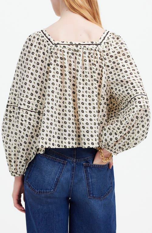 MADEWELL MADEWELL DOT FLORAL SQUARE NECK LONG SLEEVE TOP 