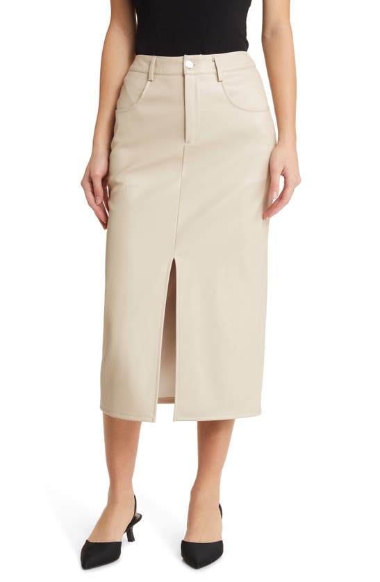 Vero Moda Sof Coated Midi Skirt In Oatmeal