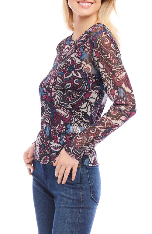 Shop Karen Kane Paisley Print Long Sleeve Mesh Top