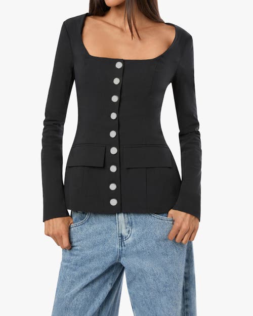 Shop Weworewhat Boatneck Peplum Blazer In Black