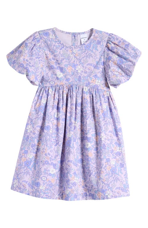 Shop Nordstrom Kids' Print Cotton Puff Sleeve Dress In Purple Petal Prim Vines