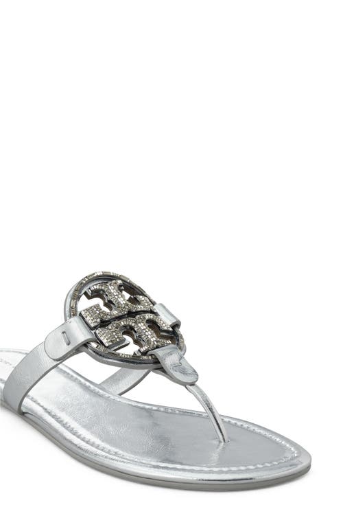 Tory Burch Miller Soft Leather Thong Sandals In Silver