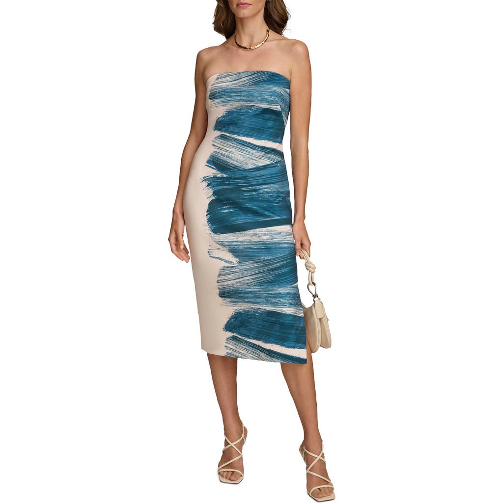 Donna Karan New York Strapless Sheath Dress In Blue