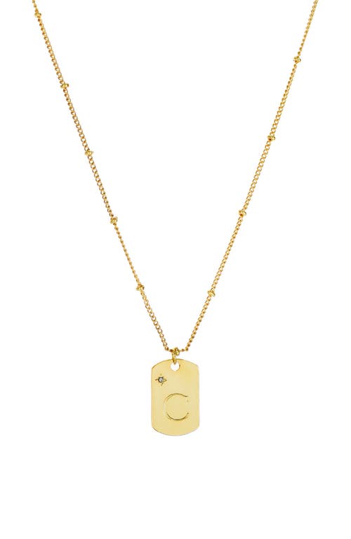 Panacea Initial Tag Pendant Necklace in Gold-C at Nordstrom