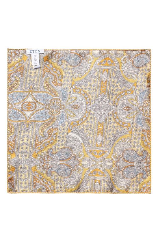 Shop Eton Four-in-one Paisley Silk Pocket Square In Lt/ Pastel Yellow