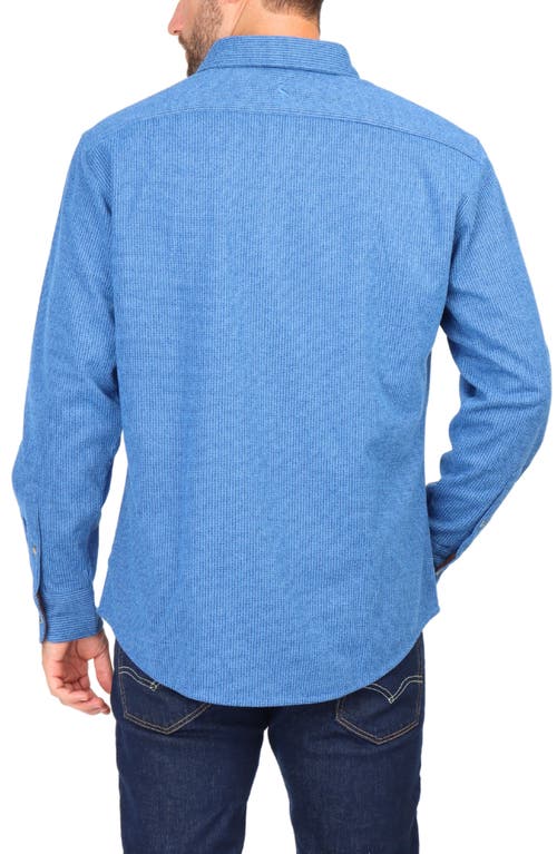 Tailorbyrd Houndstooth Faux Suede Button-up Shirt In Blue