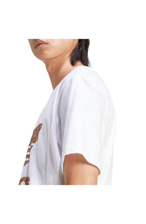Shop Adidas Originals Mono Trefoil Logo Graphic T-shirt In White/earth Strata