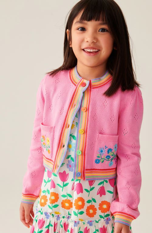 Little Bird Kids' Floral Embroidered Cotton Pointelle Cardigan Pink at Nordstrom,