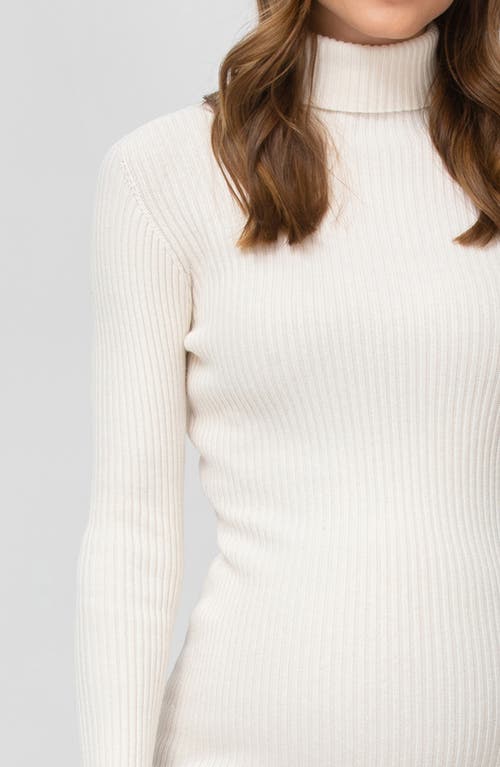 Pietro Brunelli Turtleneck Long Sleeve Rib Maternity Sweater Dress In Natural