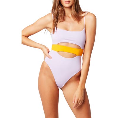 L Space Maxwell Colorblock One-Piece Swimsuit, Purple