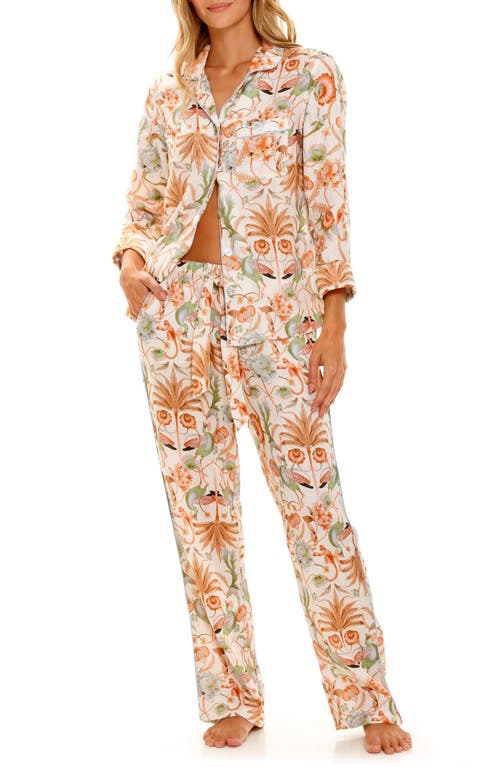 The Lazy Poet Emma Peach Jungle Linen Pajamas in Pink