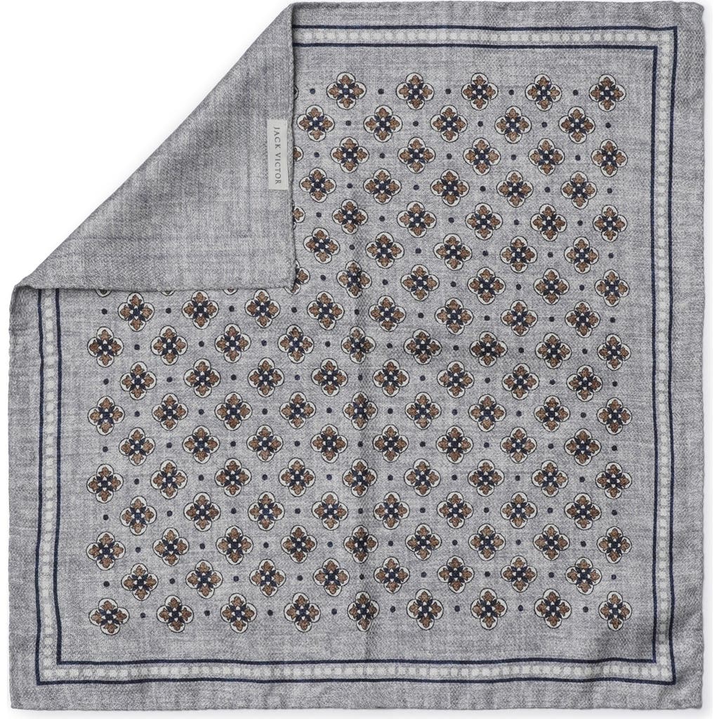 Jack Victor Anwoth Reversible Silk Pocket Square In Grey