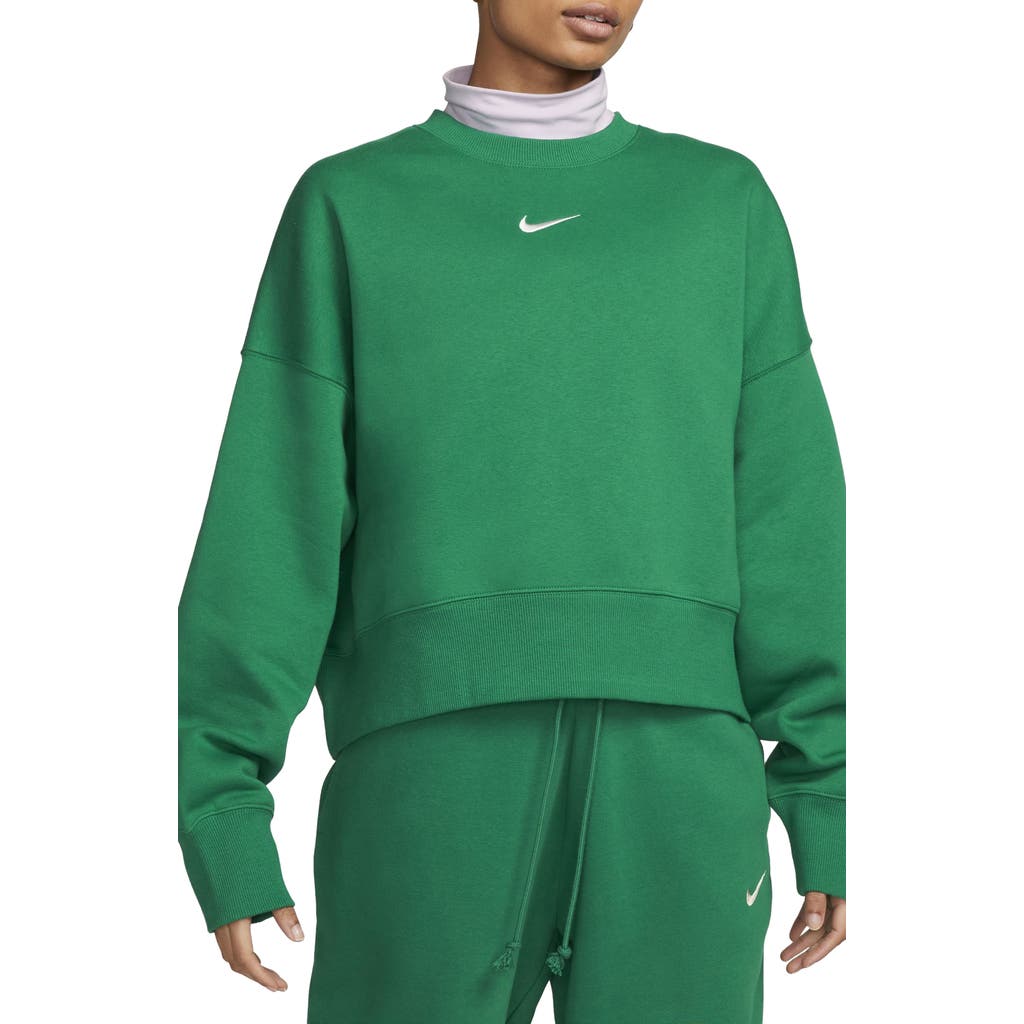 Nike Phoenix Fleece Crewneck Sweatshirt In Malachite/sail