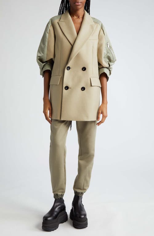 Shop Sacai Cotton Jersey Sweatpants In L/khaki