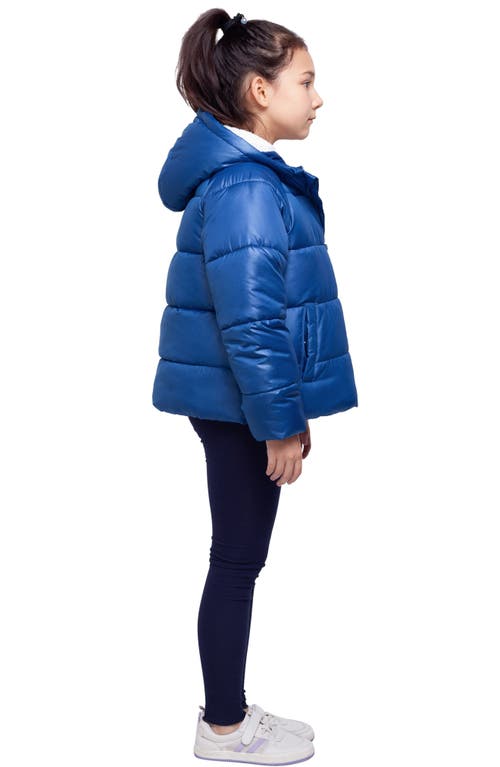 Rokka&rolla Kids' Heavyweight Puffer Jacket Fleece Lined Bubble Coat In Indigo Blue