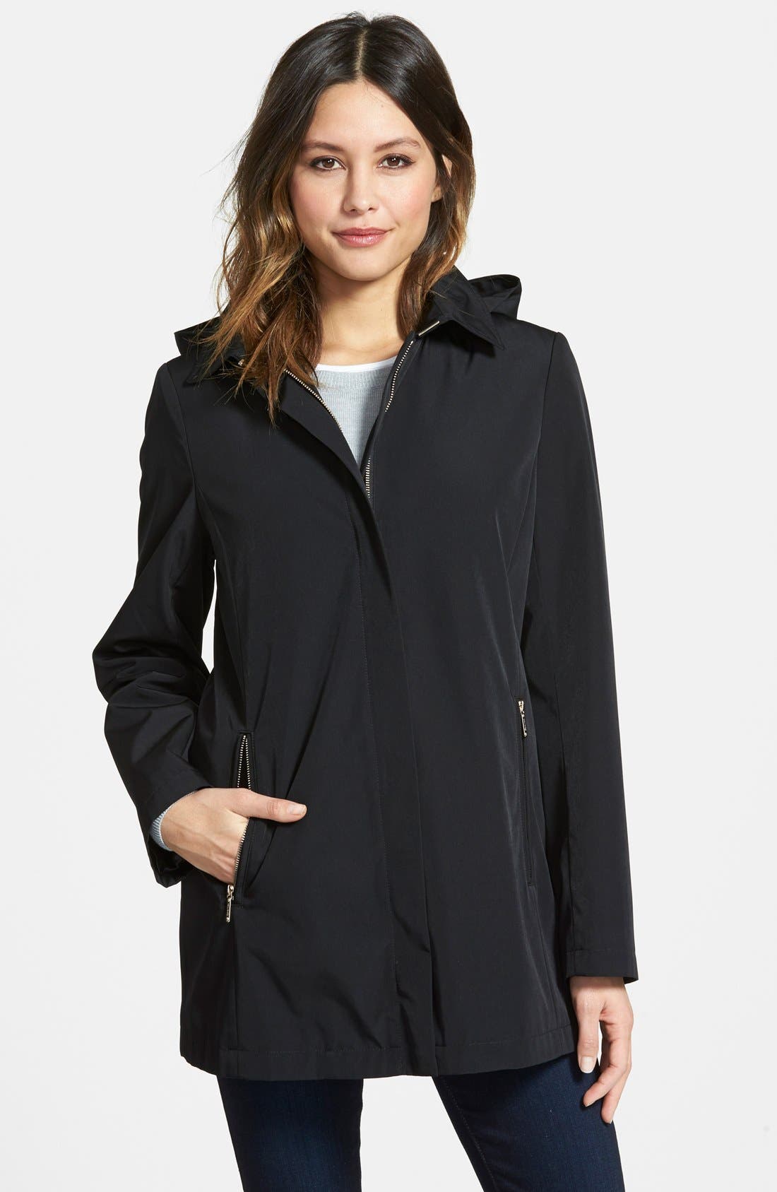 Calvin Klein ALine Raincoat with Detachable Hood Nordstrom