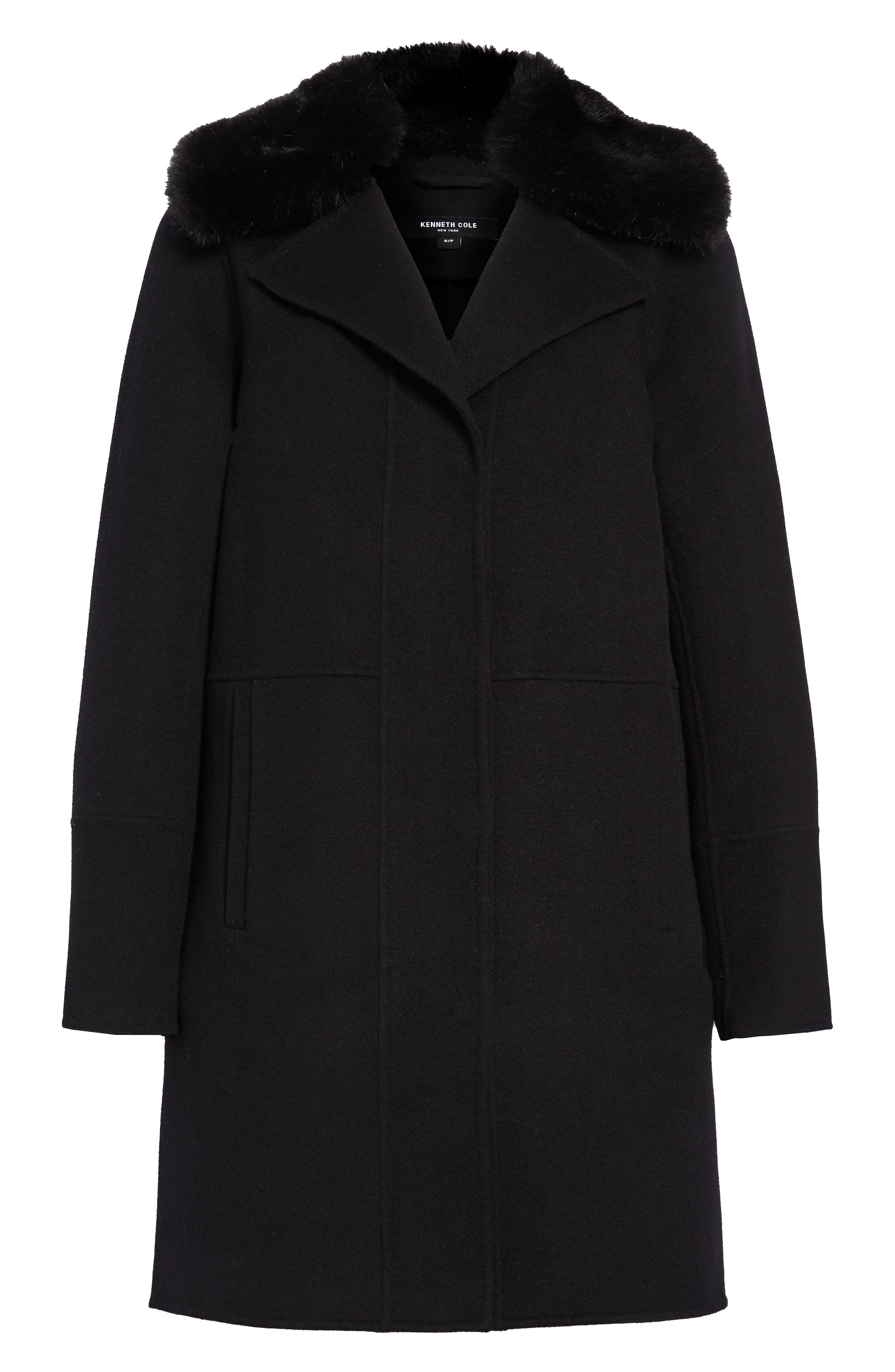 Kenneth Cole New York | Double Face Wool Blend Coat with Removable Faux ...