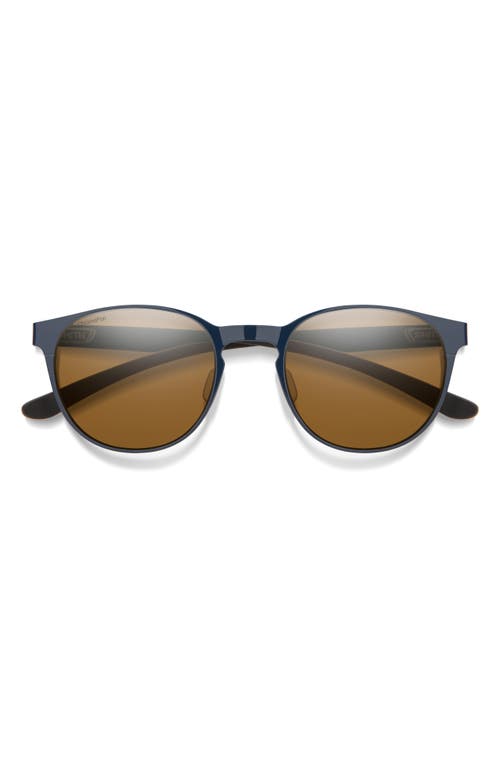 Smith Eastbank 52mm Chromapop™ Polarized Round Sunglasses In French Navy/brown
