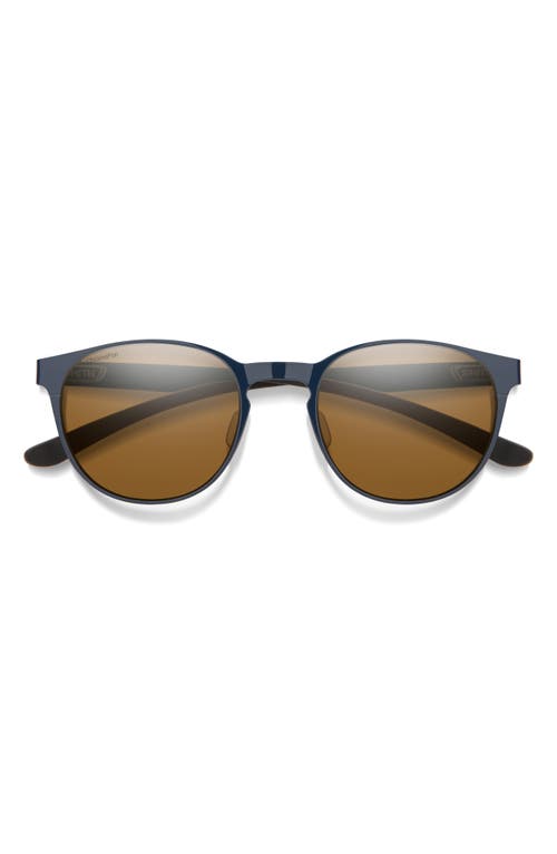 Shop Smith Eastbank 52mm Chromapop™ Polarized Round Sunglasses In French Navy/brown