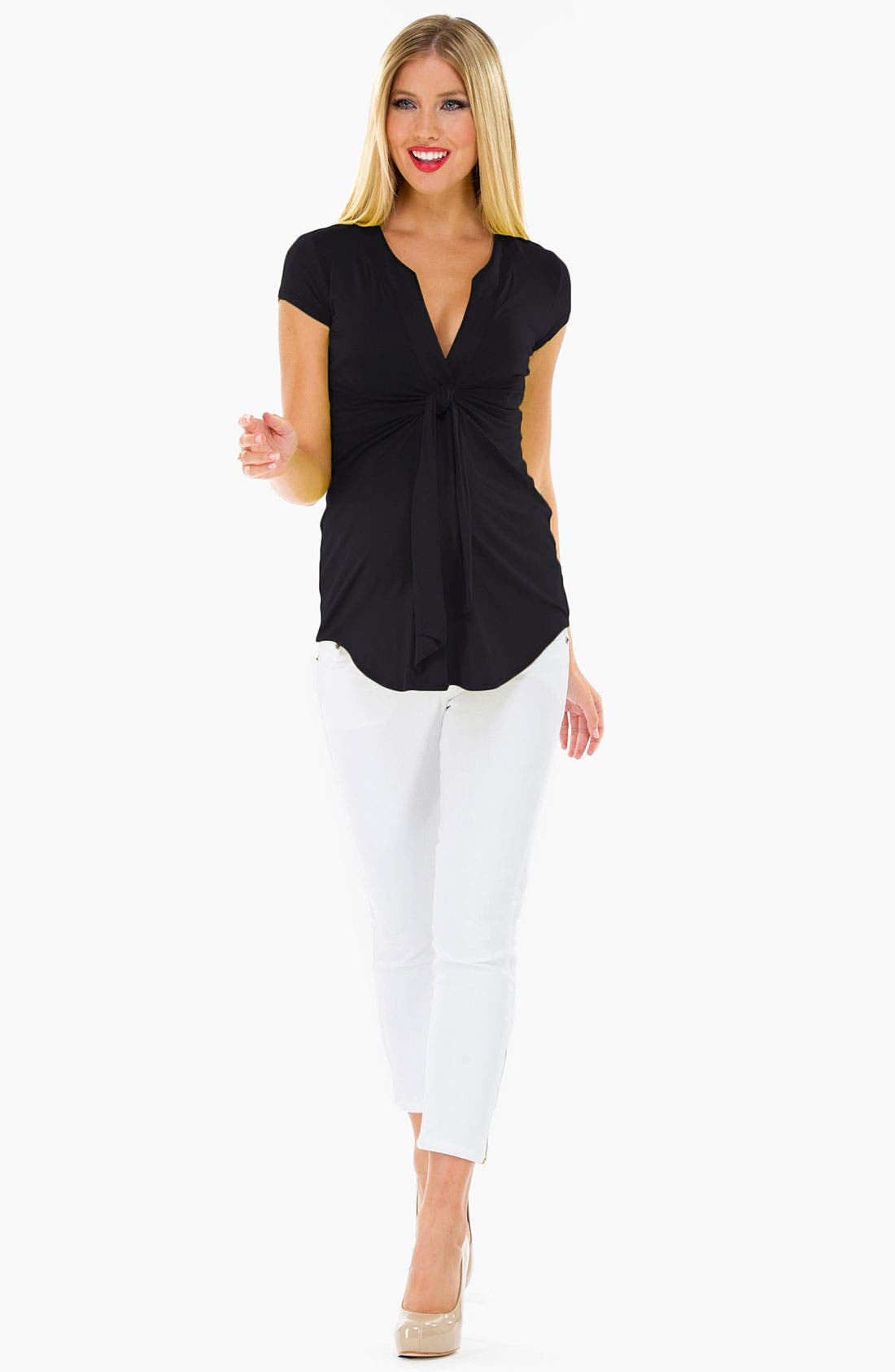 Olian Knot Front Sleeveless Maternity Top Nordstrom