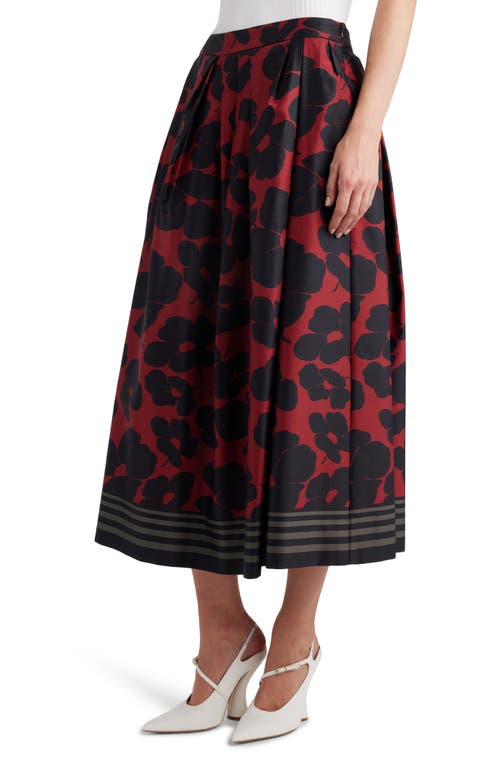 Shop Dries Van Noten Floral Print Midi Skirt In Red 352