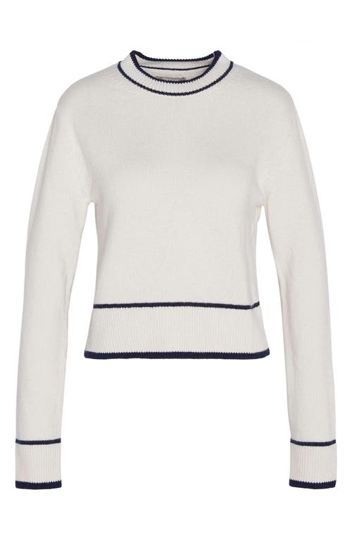 Shop Barbour Rochelle Tipped Crop Wool & Cotton Sweater In Cloud White