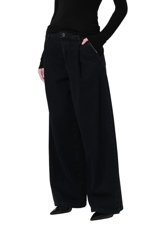 Shop Agolde Ellis Pleated Wide Leg Trouser Jeans In Crushed