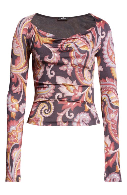Etro Paisley Scoop Neck Knit Top In Printed Black Base