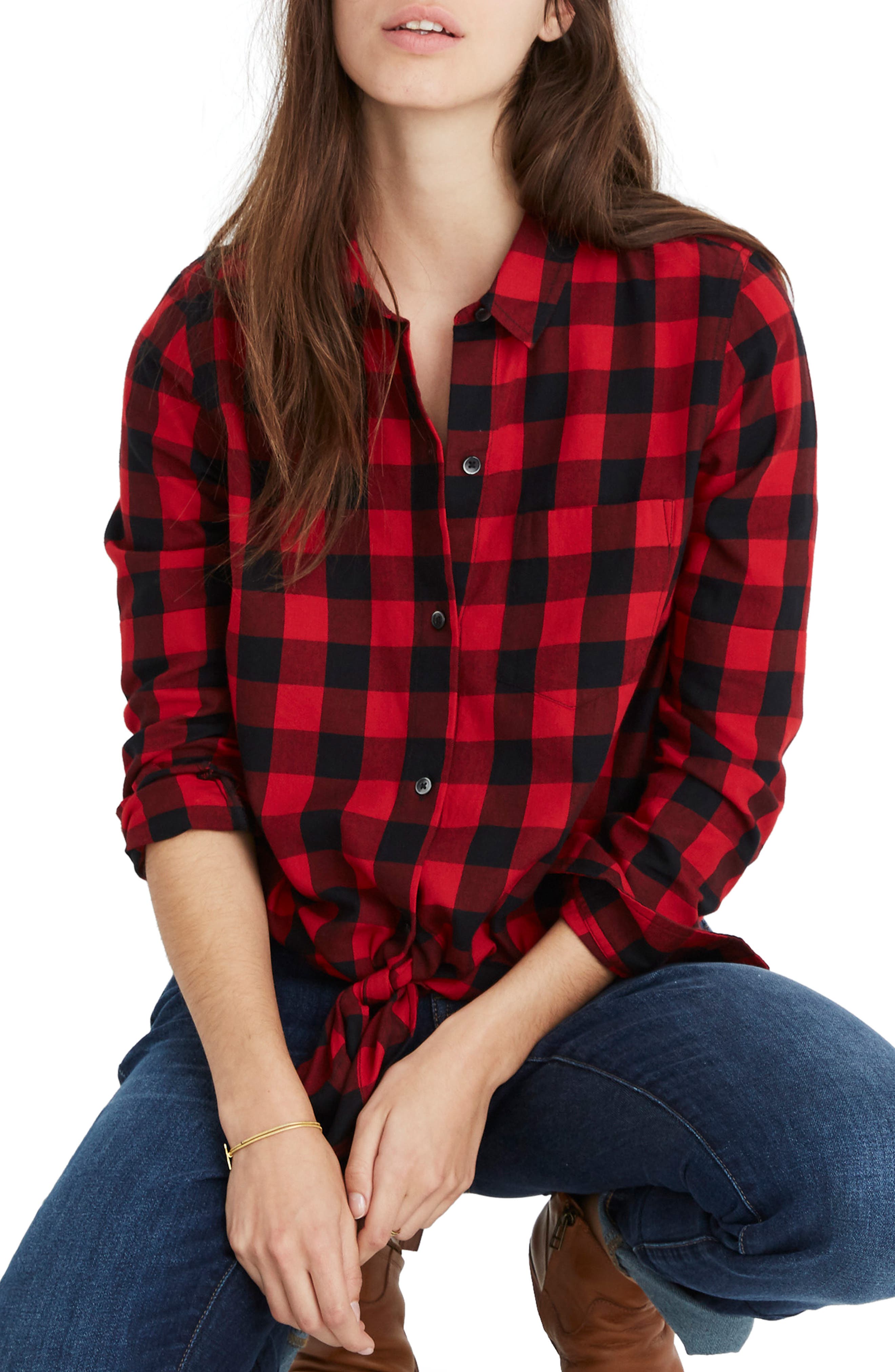 tie front plaid shirt