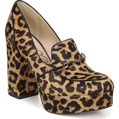 Sam Edelman Aretha Genuine Calf Hair Platform Loafer Pump, Brown