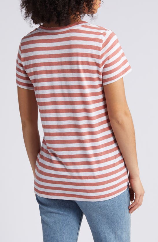 Shop Caslon V-neck Short Sleeve Pocket T-shirt In Pink Canyon- White Charm