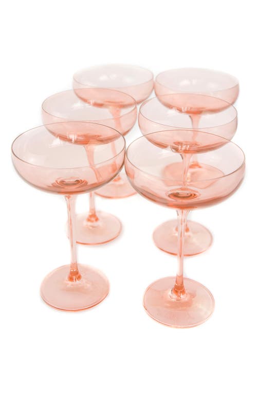 Estelle Colored Glass Set of 6 Stem Coupes in Blush Pink at Nordstrom