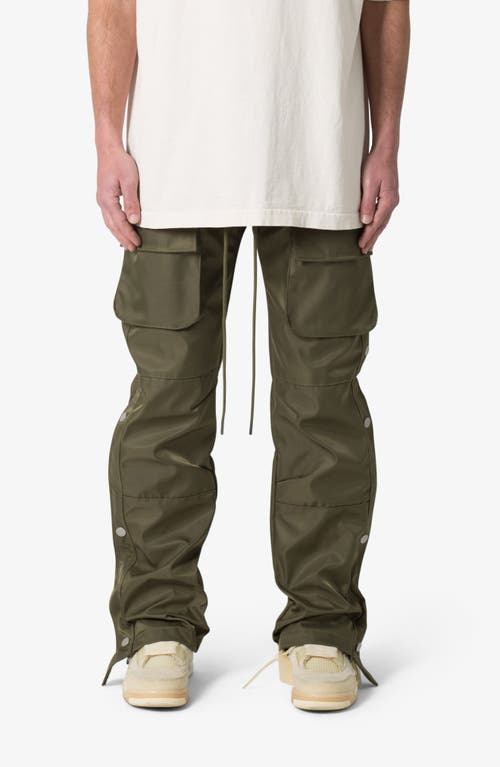 Shop Mnml Side Snap Nylon Cargo Pants In Olive