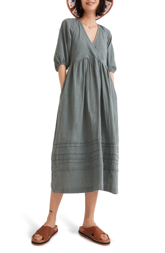 Madewell Marianna Puff Sleeve Midi Dress In Faded Shale | ModeSens