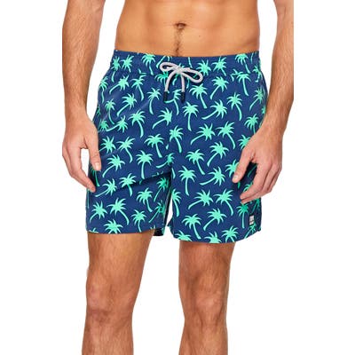 Tom & Teddy Palm Tree Print Swim Trunks