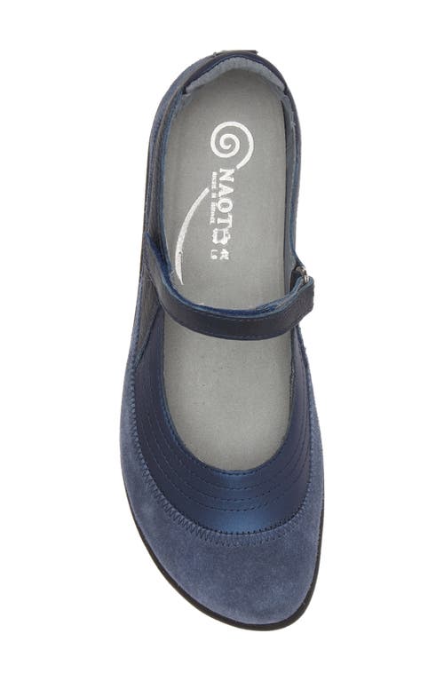 Naot Kirei Mary Jane Flat In Polar/mid Blue Suede/ink
