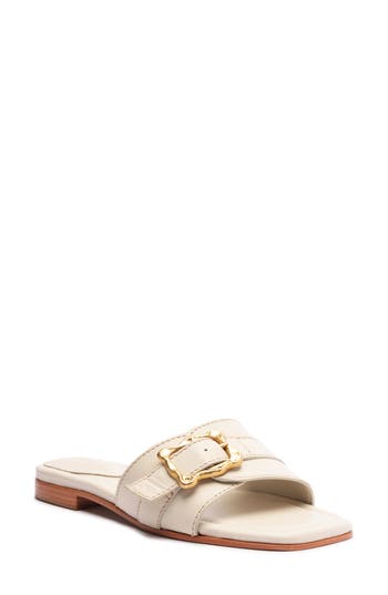 Schutz Wavy Slide Sandal In Pearl