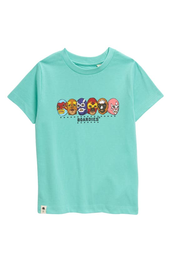 Boardies Kids' Luchadores Organic Cotton Graphic T-shirt In Green
